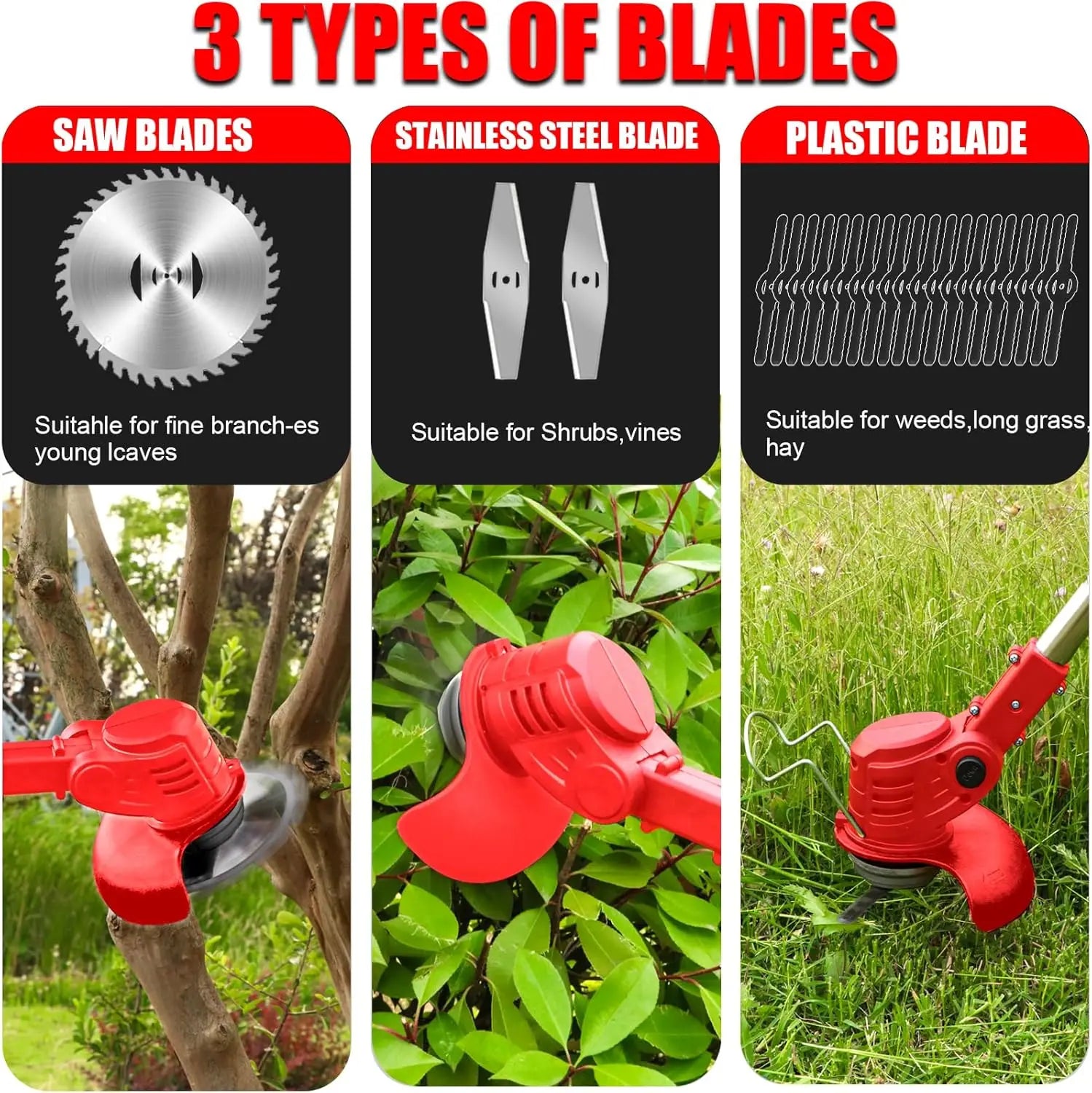 Electric Weed Wacker – 3-in-1 Battery Powered Grass Trimmer, Edger & Brush Cutter