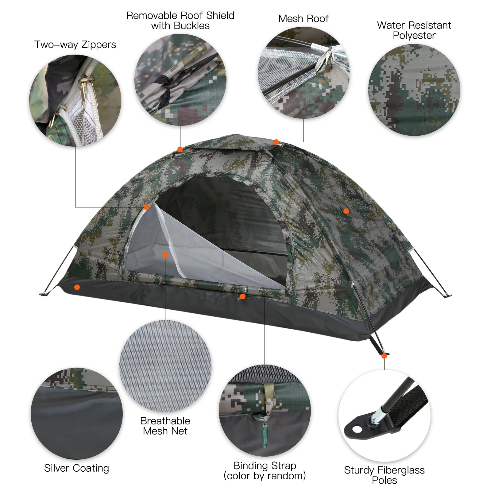 Tomshoo Ultralight Camping Tent – 1-2 Person Portable Hiking Shelter with UV Protection