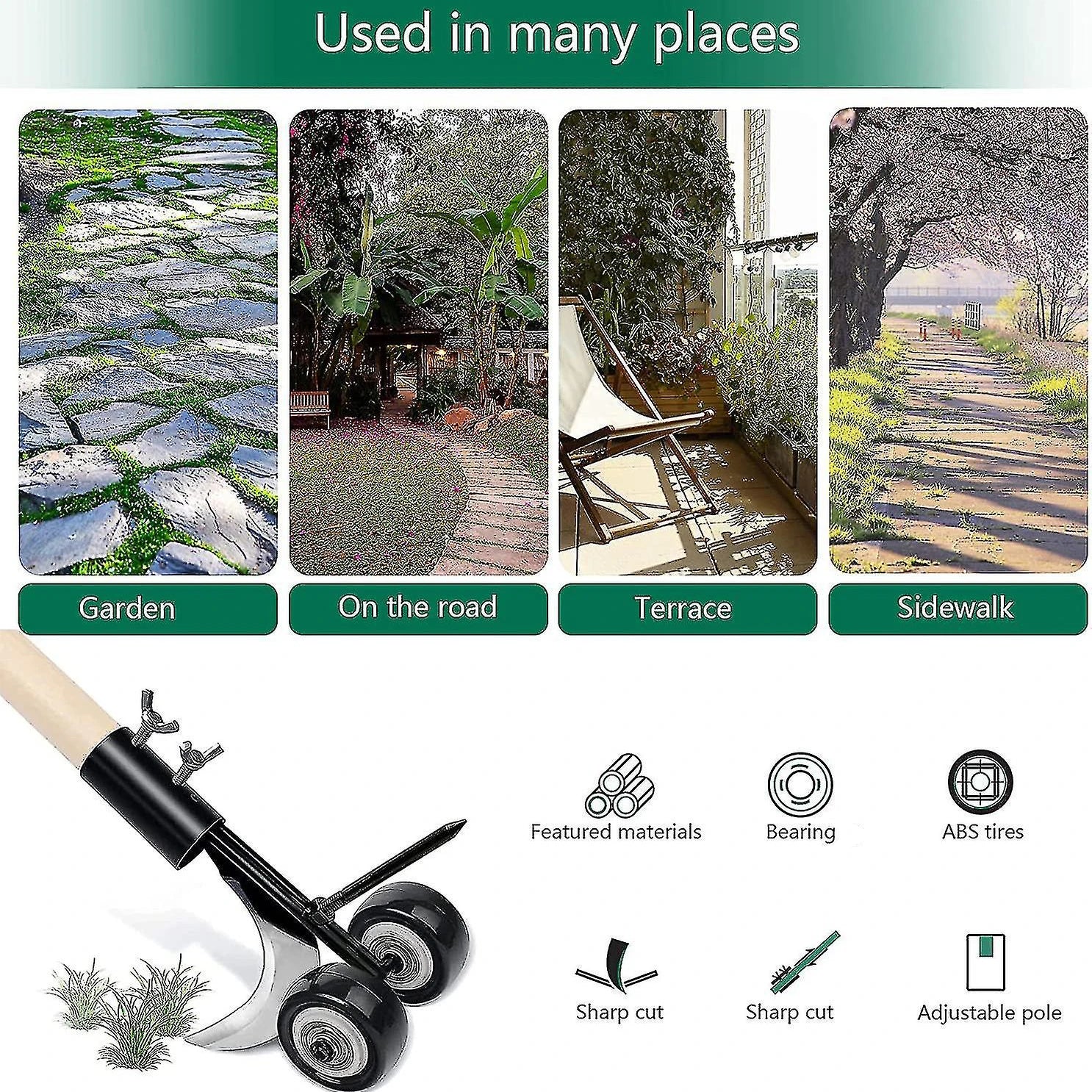 1pcs Stand-Up Manual Weed Puller with Wheels, Weed Hook, Roller Crack Weeder for Gardens, Lawns, Sidewalks, Driveways