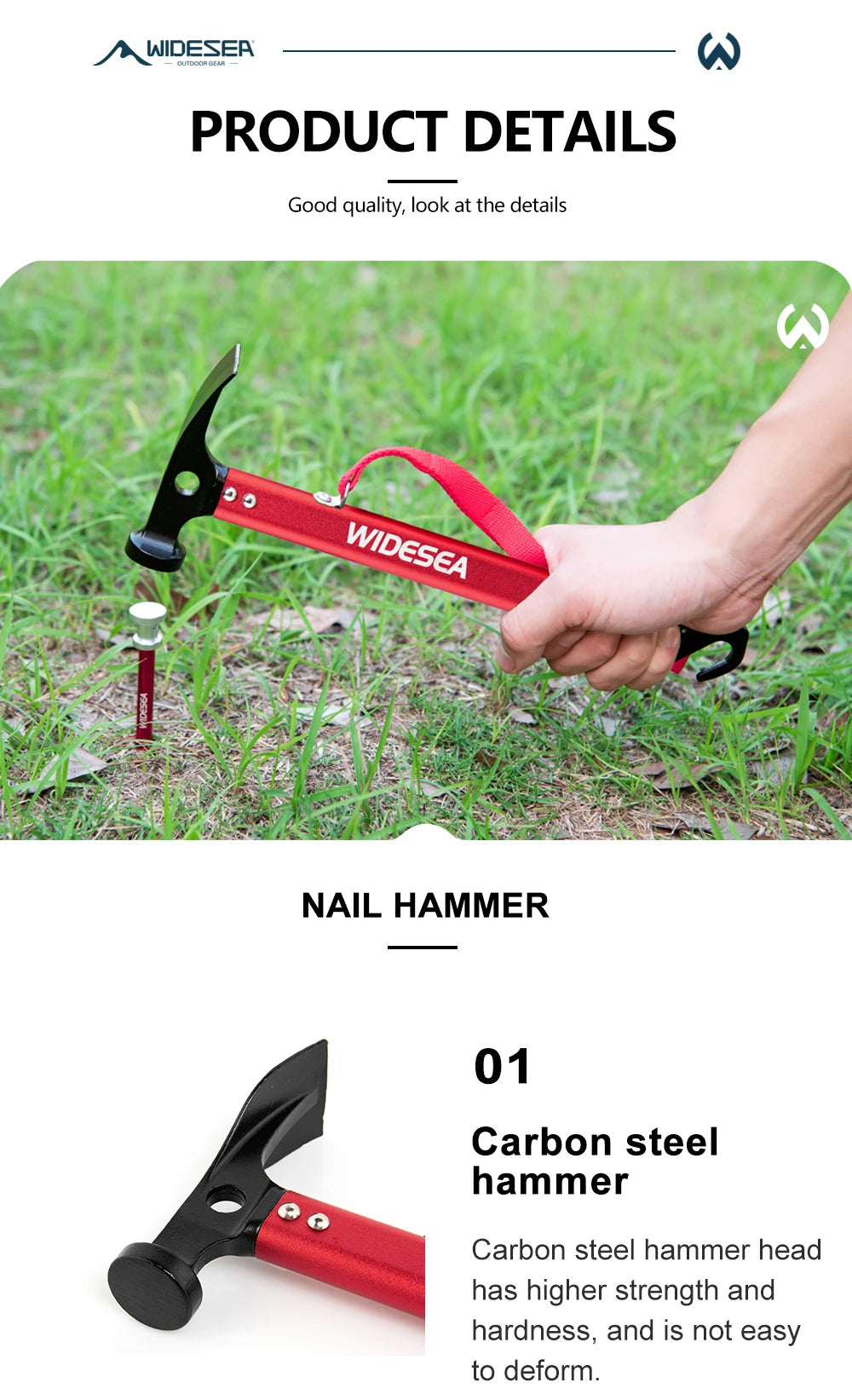 Widesea Camping Hammer Stainless Steel