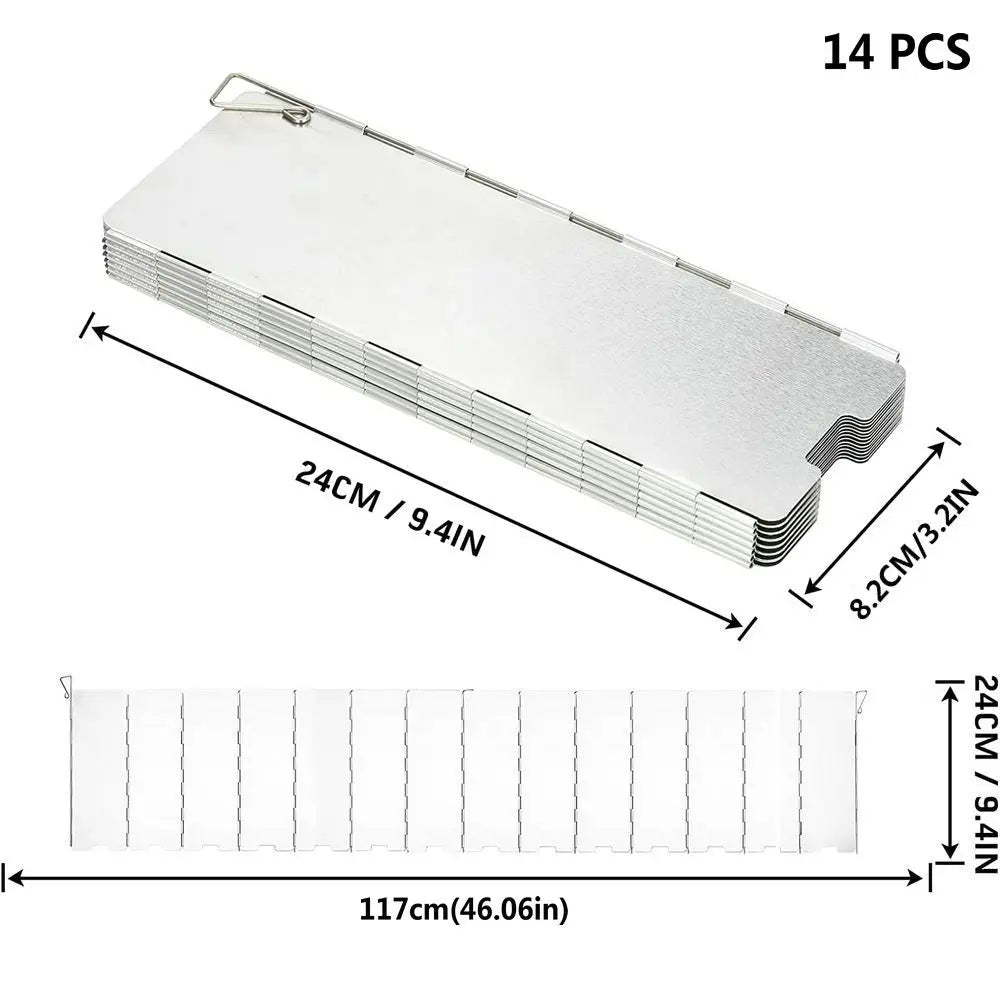 Camping Stove Windshield – Outdoor Aluminum Folding Wind Screen (8–16 Plates)