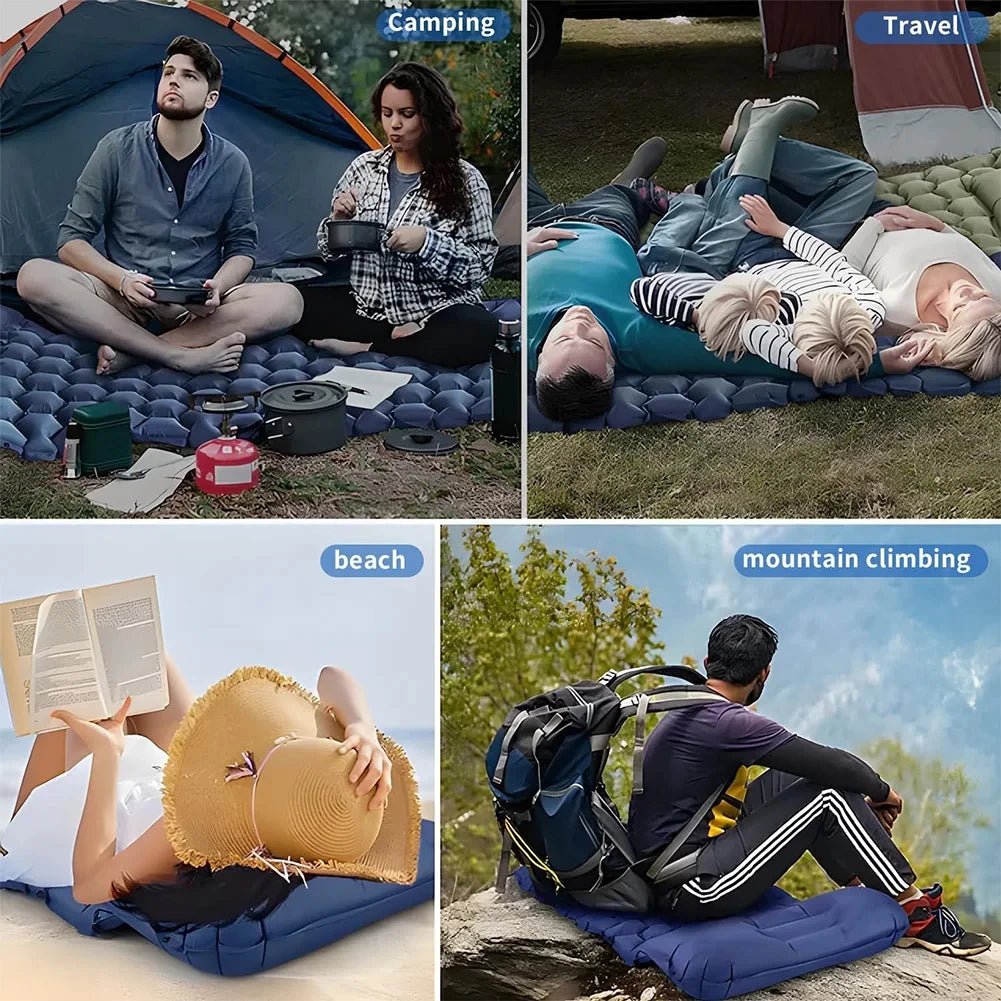 Camping Air Mattress with Built-in Pump - Ultralight Inflatable Sleeping Pad for Hiking Backpacking Travel Comfort