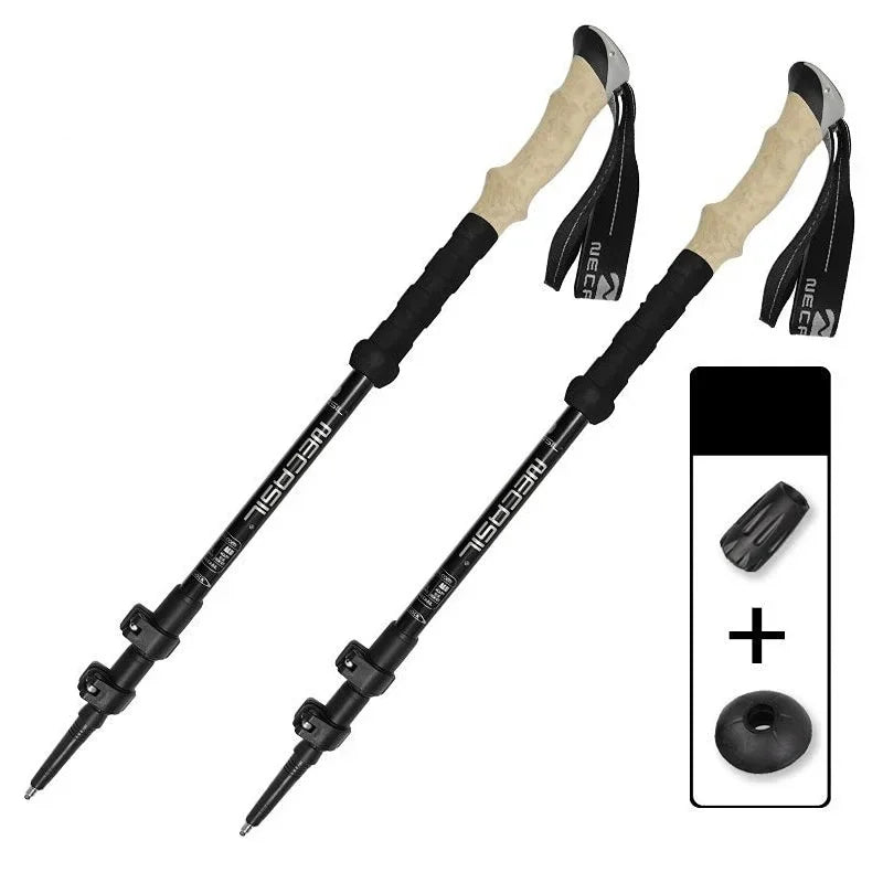 2PCS Adjustable Trekking Poles – Ultralight Telescopic Hiking Sticks with Quick Lock