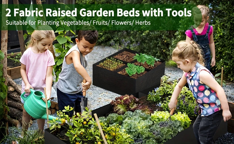 128G 8-Grid Grow Bag Raised Garden Bed