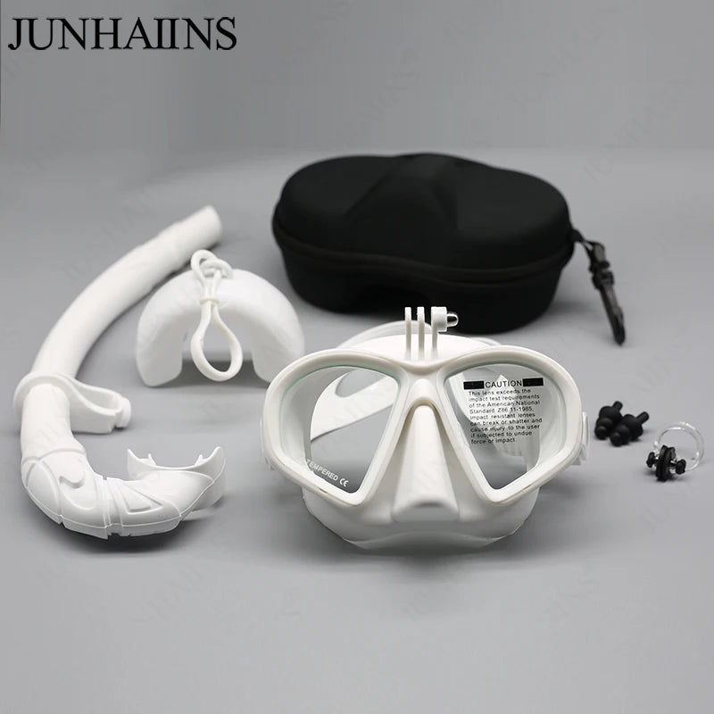 Diving Mask & Snorkel Set – Low Volume Tempered Glass with GoPro Mount