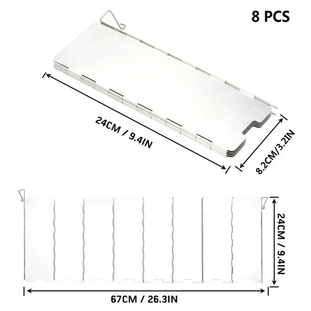 Camping Stove Windshield – Outdoor Aluminum Folding Wind Screen (8–16 Plates)