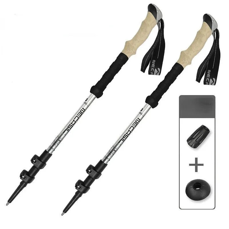 2PCS Adjustable Trekking Poles – Ultralight Telescopic Hiking Sticks with Quick Lock