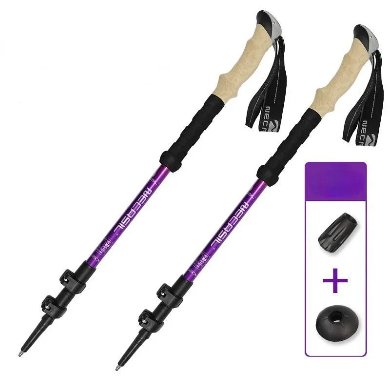 2PCS Adjustable Trekking Poles – Ultralight Telescopic Hiking Sticks with Quick Lock