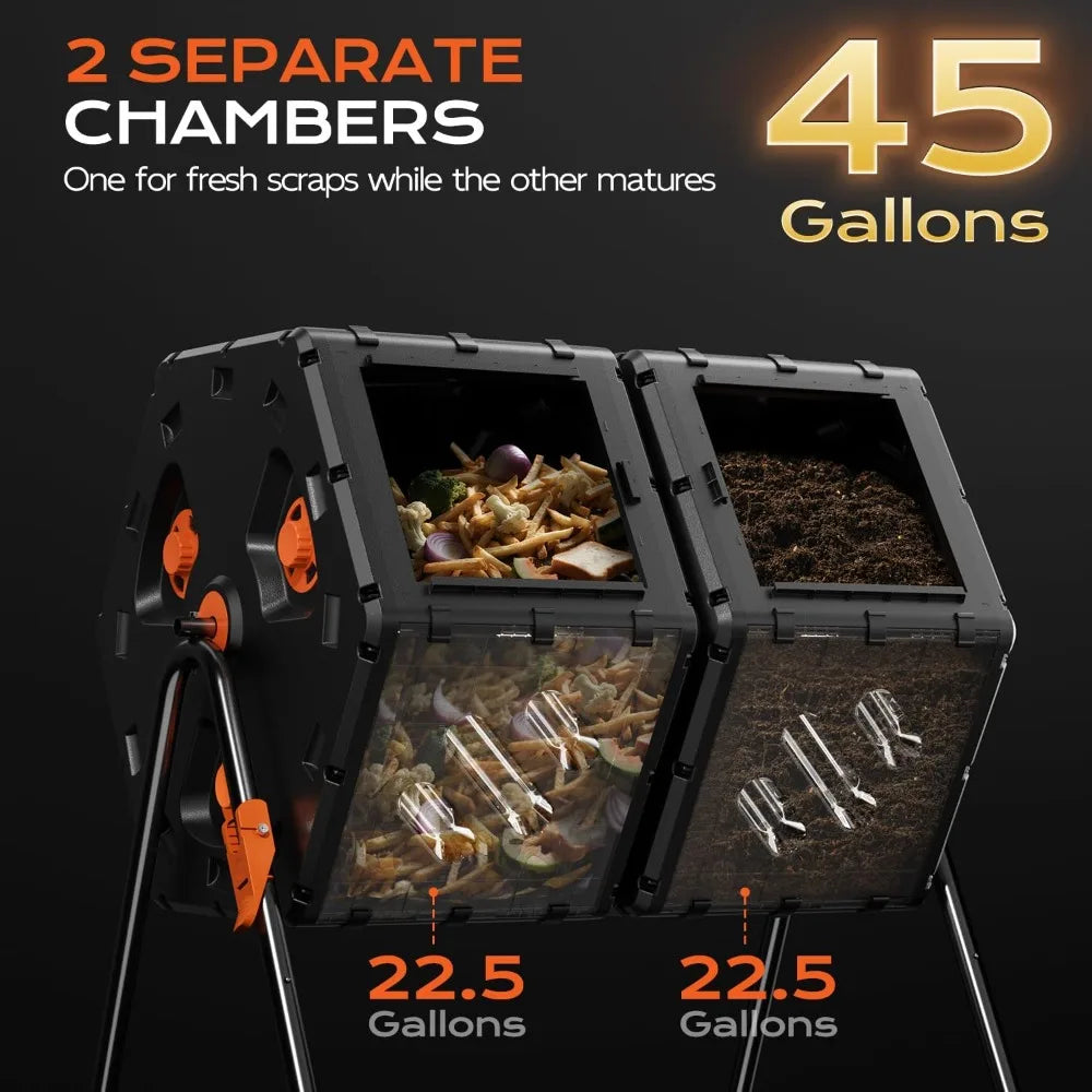 45G Dual Chamber Rotating Compost Bin