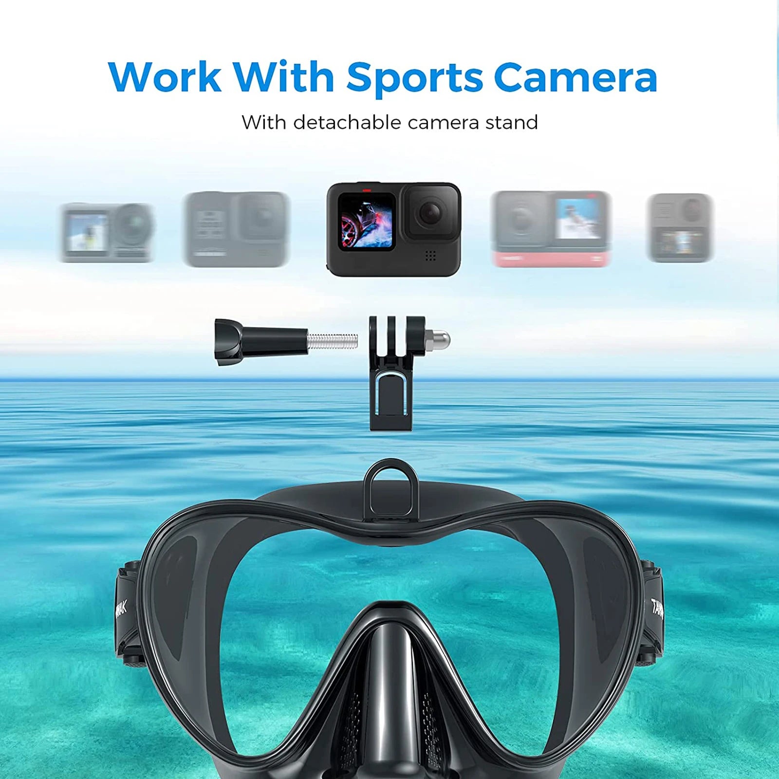 Diving Mask & Snorkel Set – Low Volume Tempered Glass with GoPro Mount