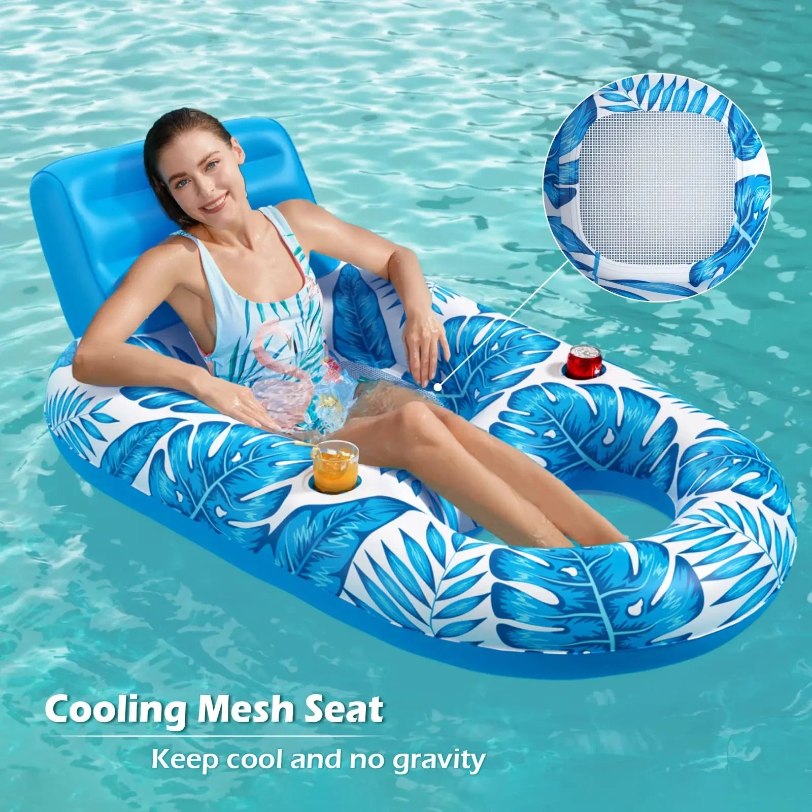 Inflatable Pool Float for Adults – Lounge Chair Raft for Pool & Lake