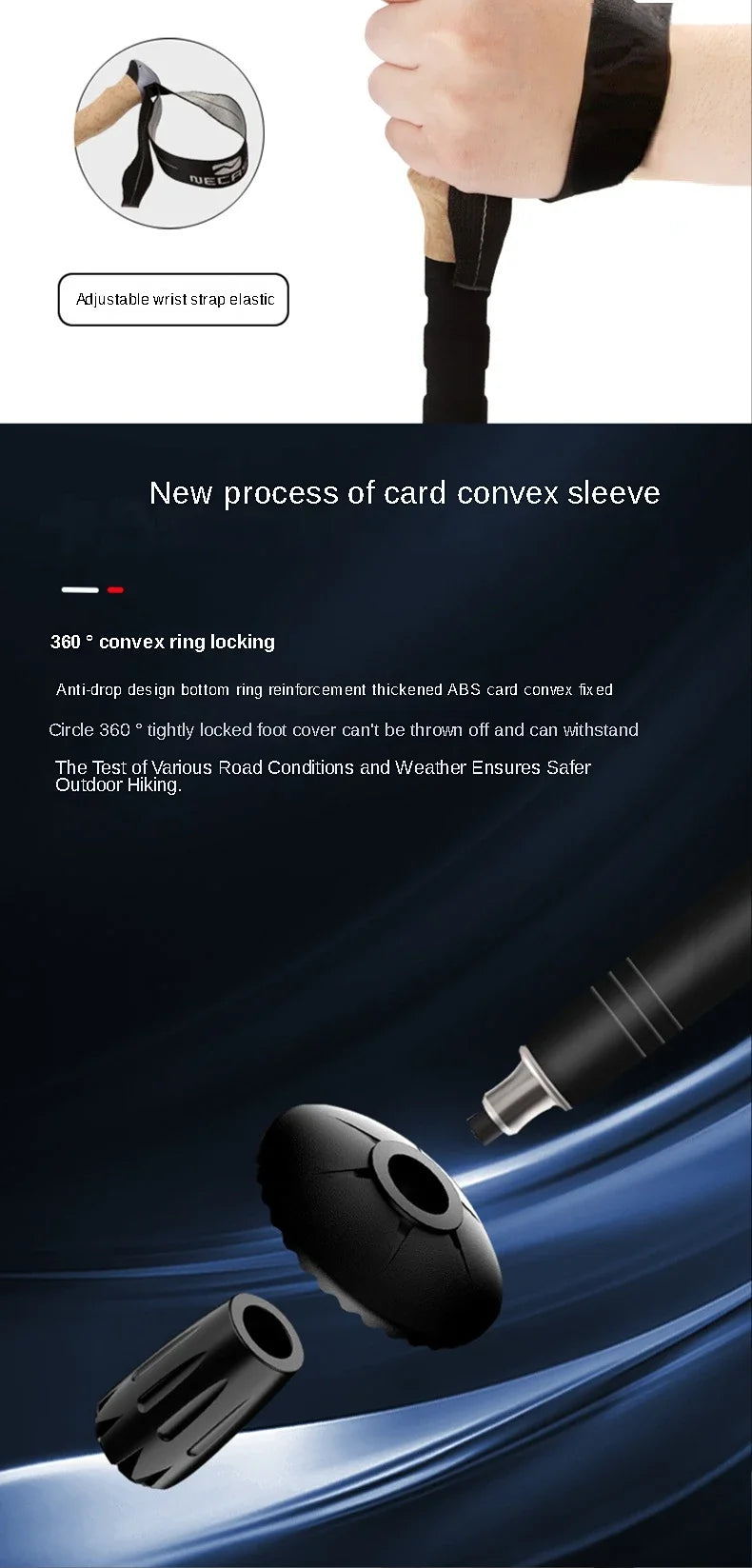 2PCS Adjustable Trekking Poles – Ultralight Telescopic Hiking Sticks with Quick Lock