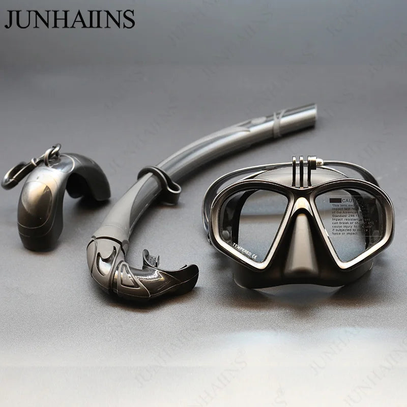 Diving Mask & Snorkel Set – Low Volume Tempered Glass with GoPro Mount