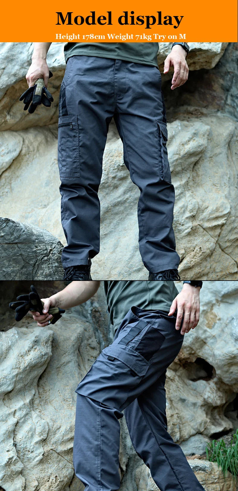 Men’s Tactical Work Pants – Waterproof Outdoor Cargo Trousers with Multi-Pockets