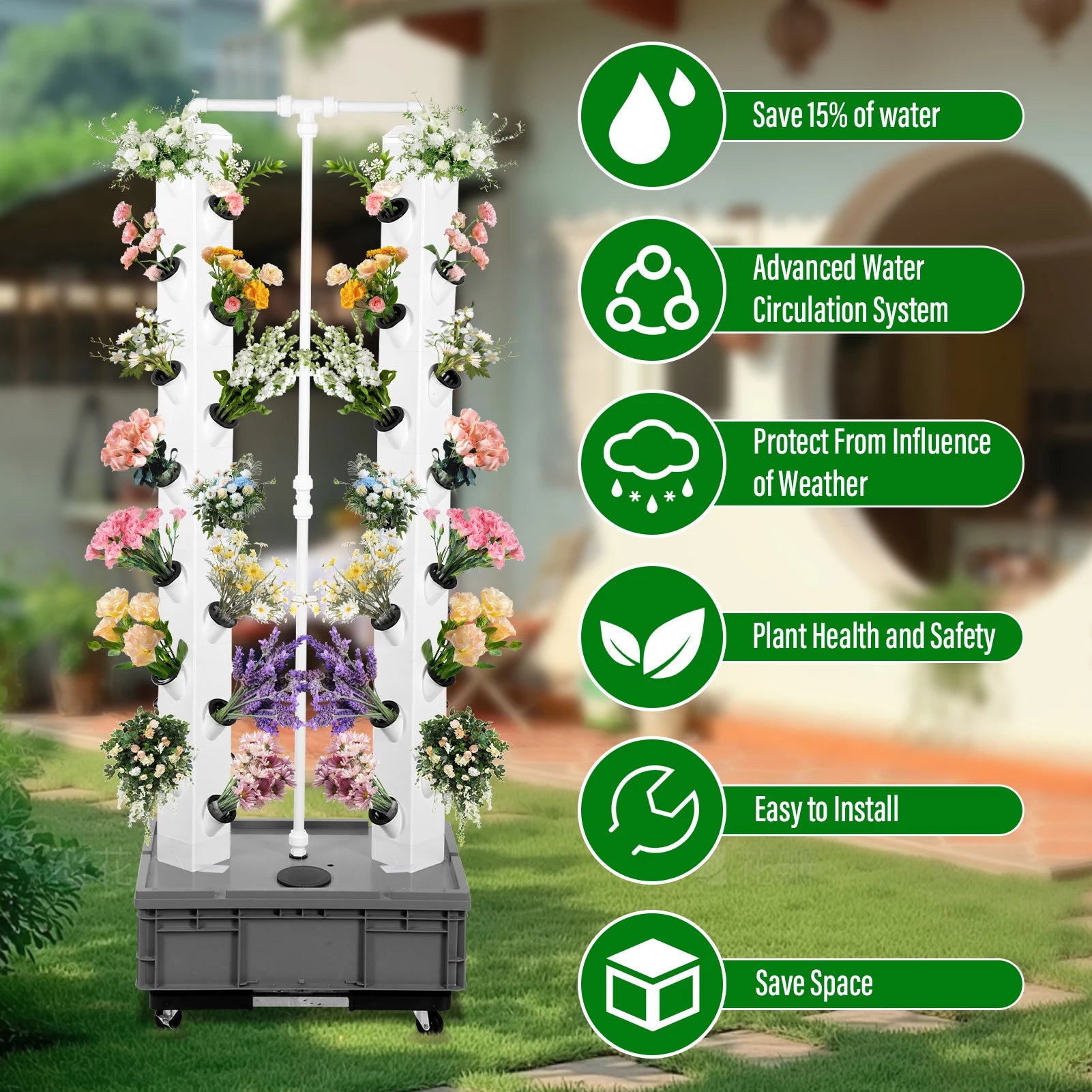 Vertical Hydroponic Garden Tower