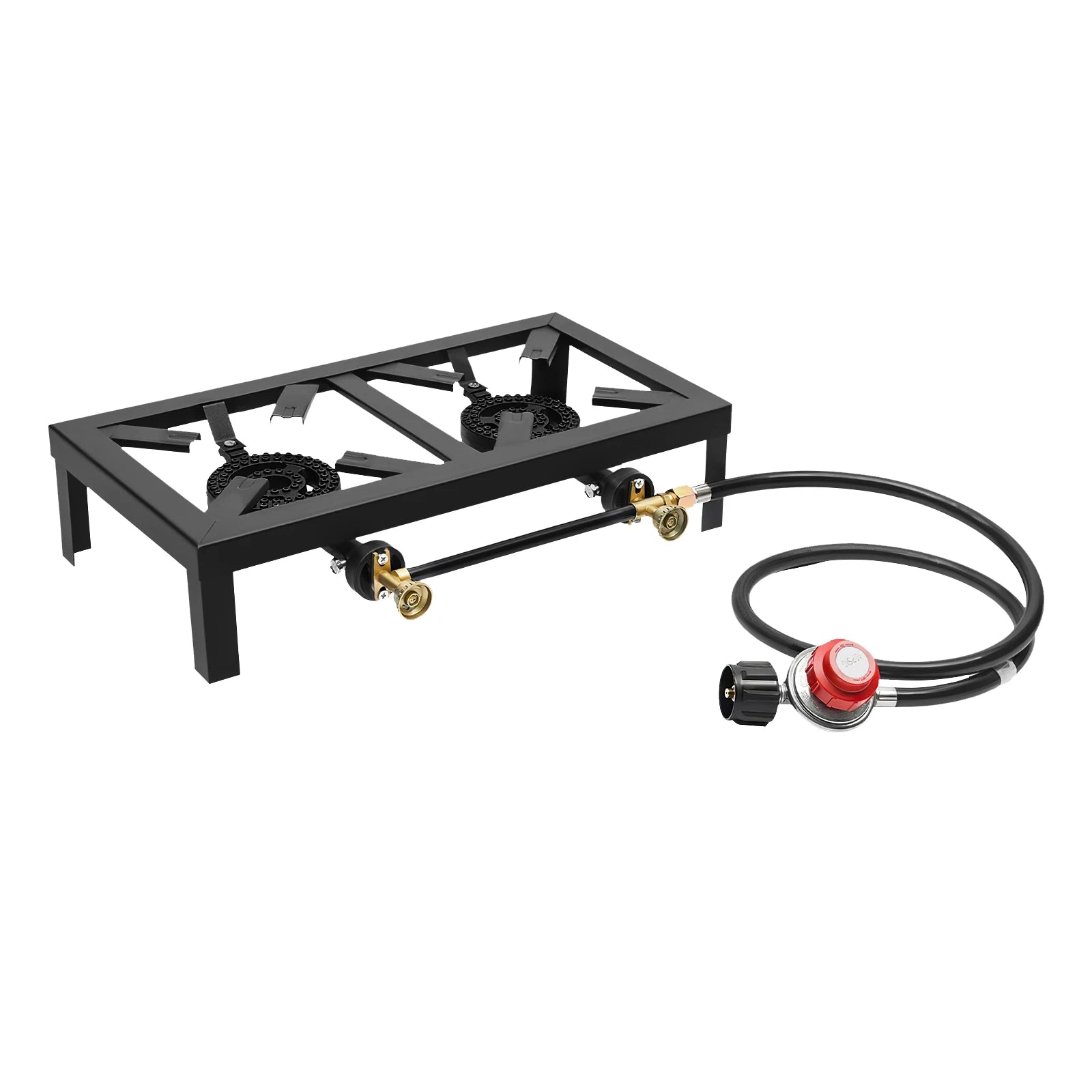 Portable Double Burner Outdoor Gas Stove – Propane Cooker with Adjustable Regulato