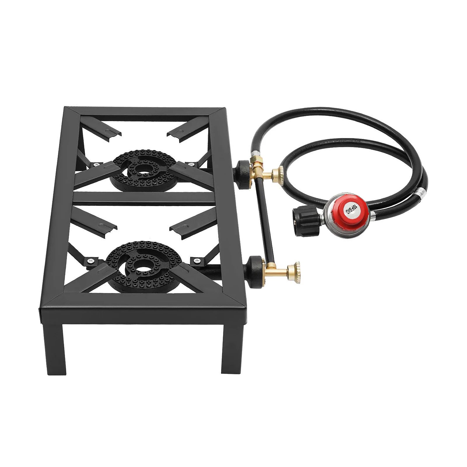 Portable Double Burner Outdoor Gas Stove – Propane Cooker with Adjustable Regulato