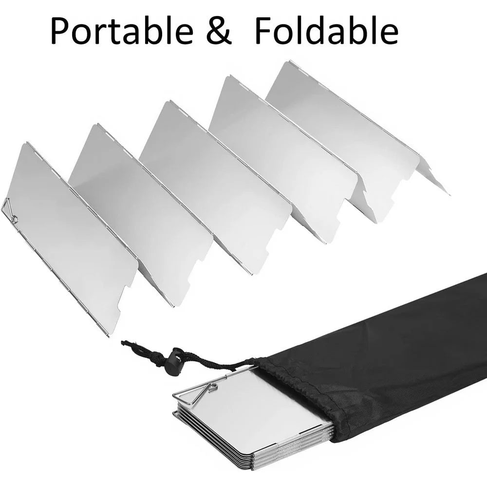 Camping Stove Windshield – Outdoor Aluminum Folding Wind Screen (8–16 Plates)