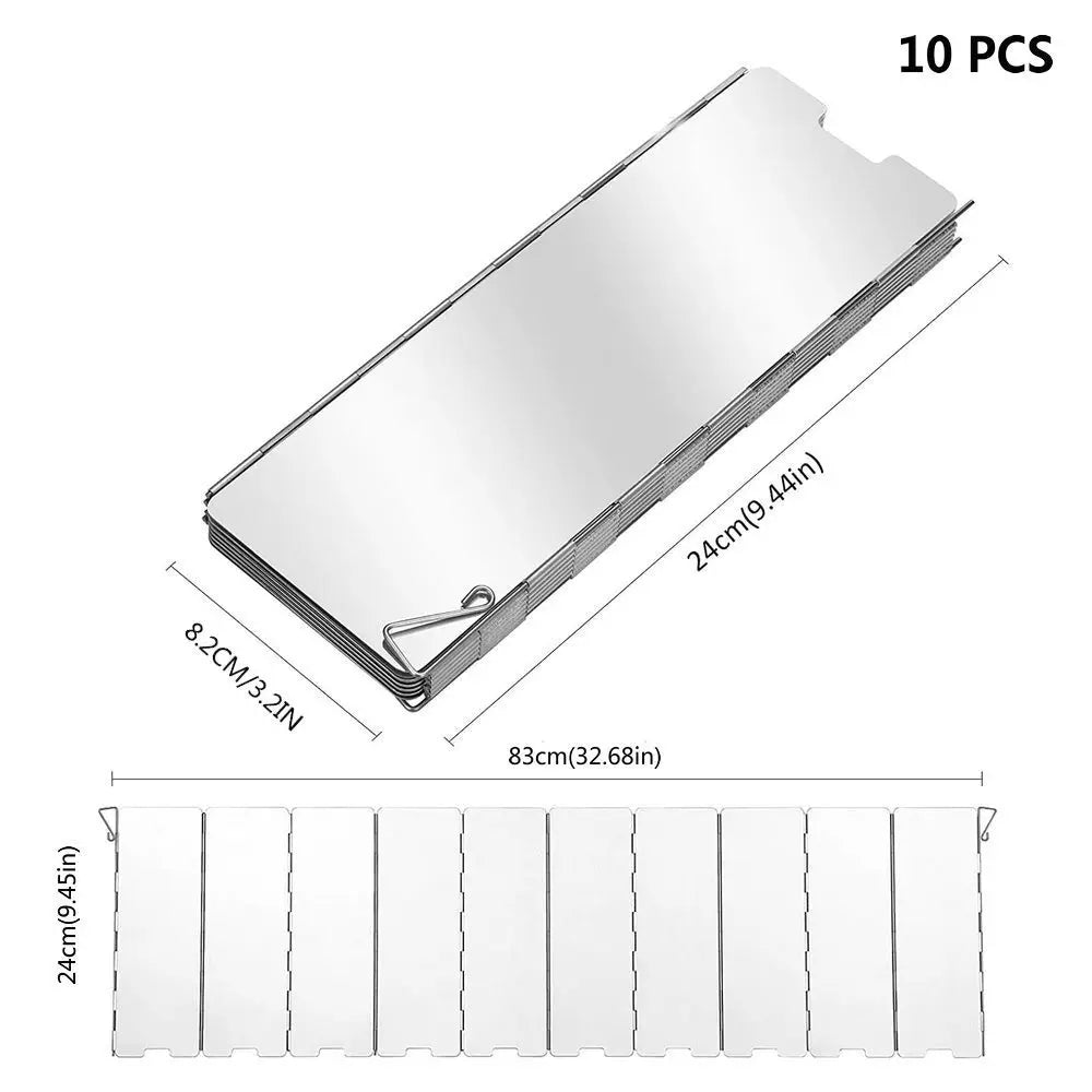Camping Stove Windshield – Outdoor Aluminum Folding Wind Screen (8–16 Plates)