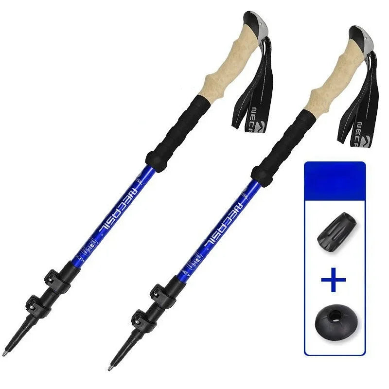 2PCS Adjustable Trekking Poles – Ultralight Telescopic Hiking Sticks with Quick Lock