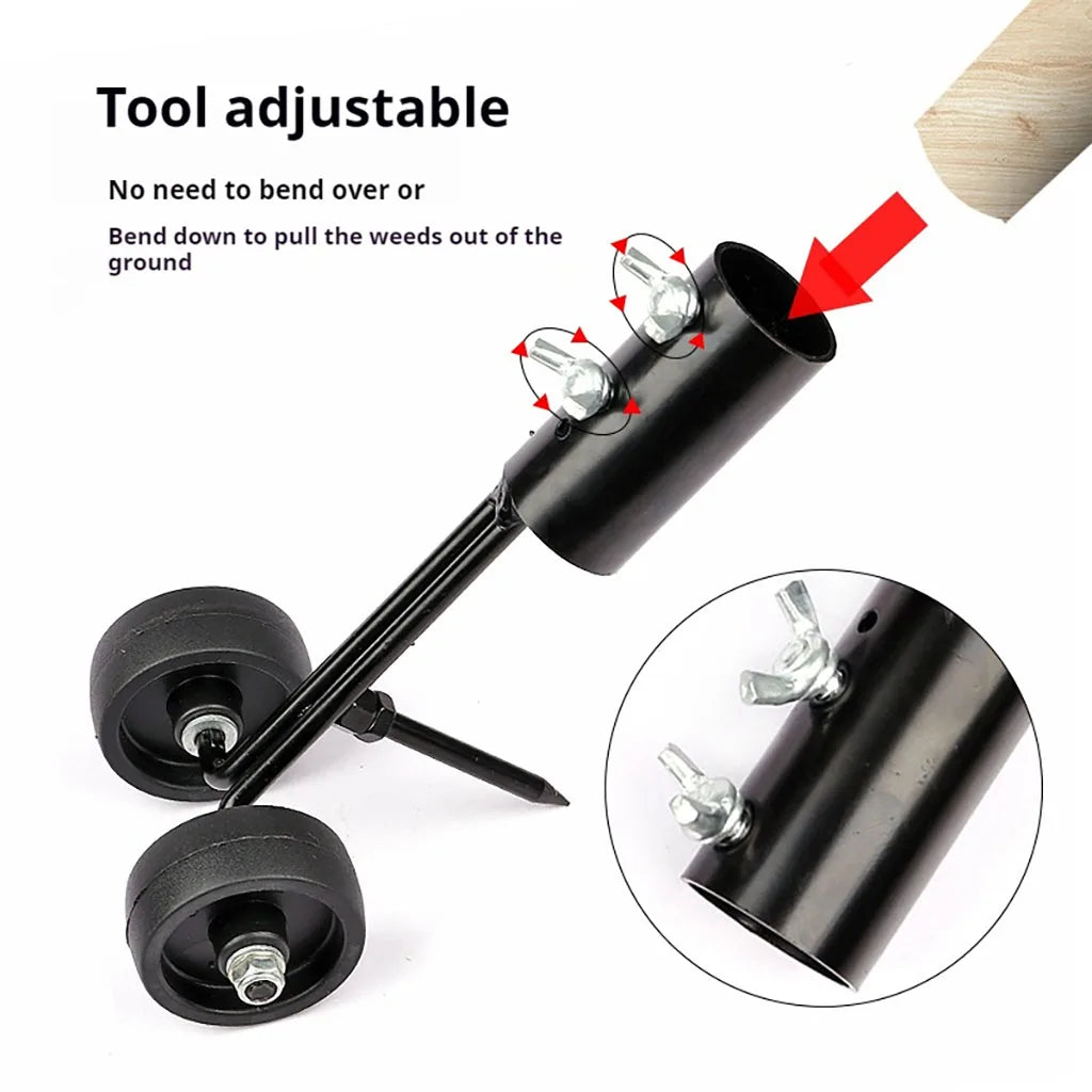 1pcs Stand-Up Manual Weed Puller with Wheels, Weed Hook, Roller Crack Weeder for Gardens, Lawns, Sidewalks, Driveways