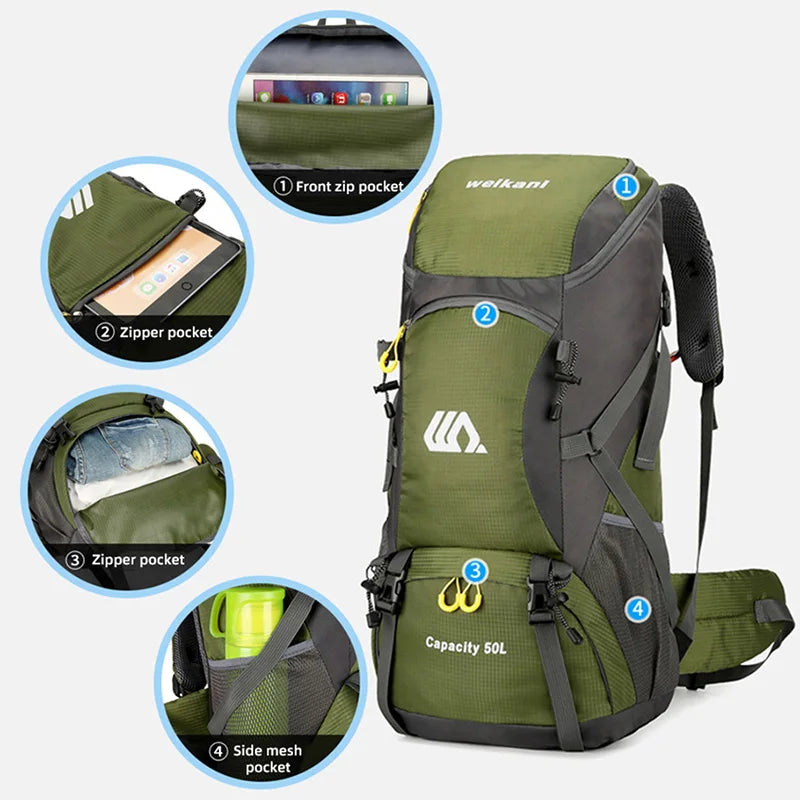 50L Waterproof Hiking Backpack