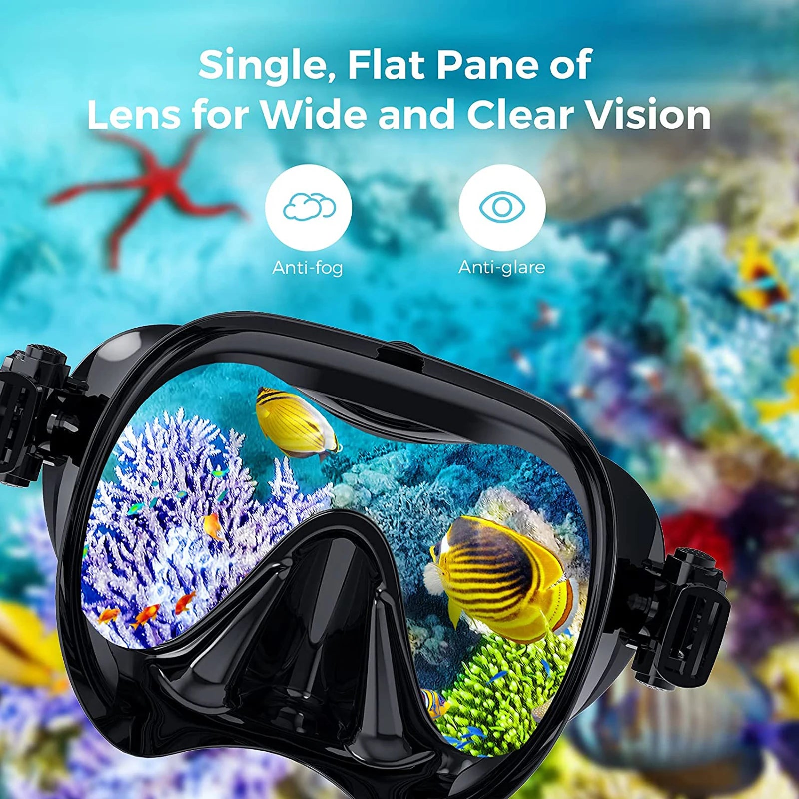 Diving Mask & Snorkel Set – Low Volume Tempered Glass with GoPro Mount