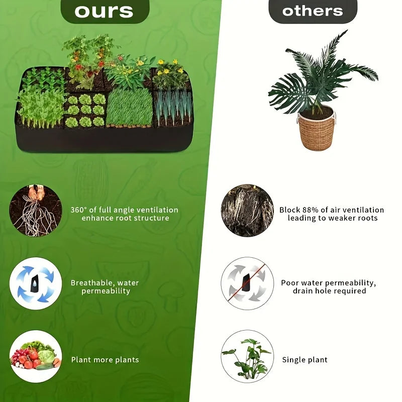 128G 8-Grid Grow Bag Raised Garden Bed