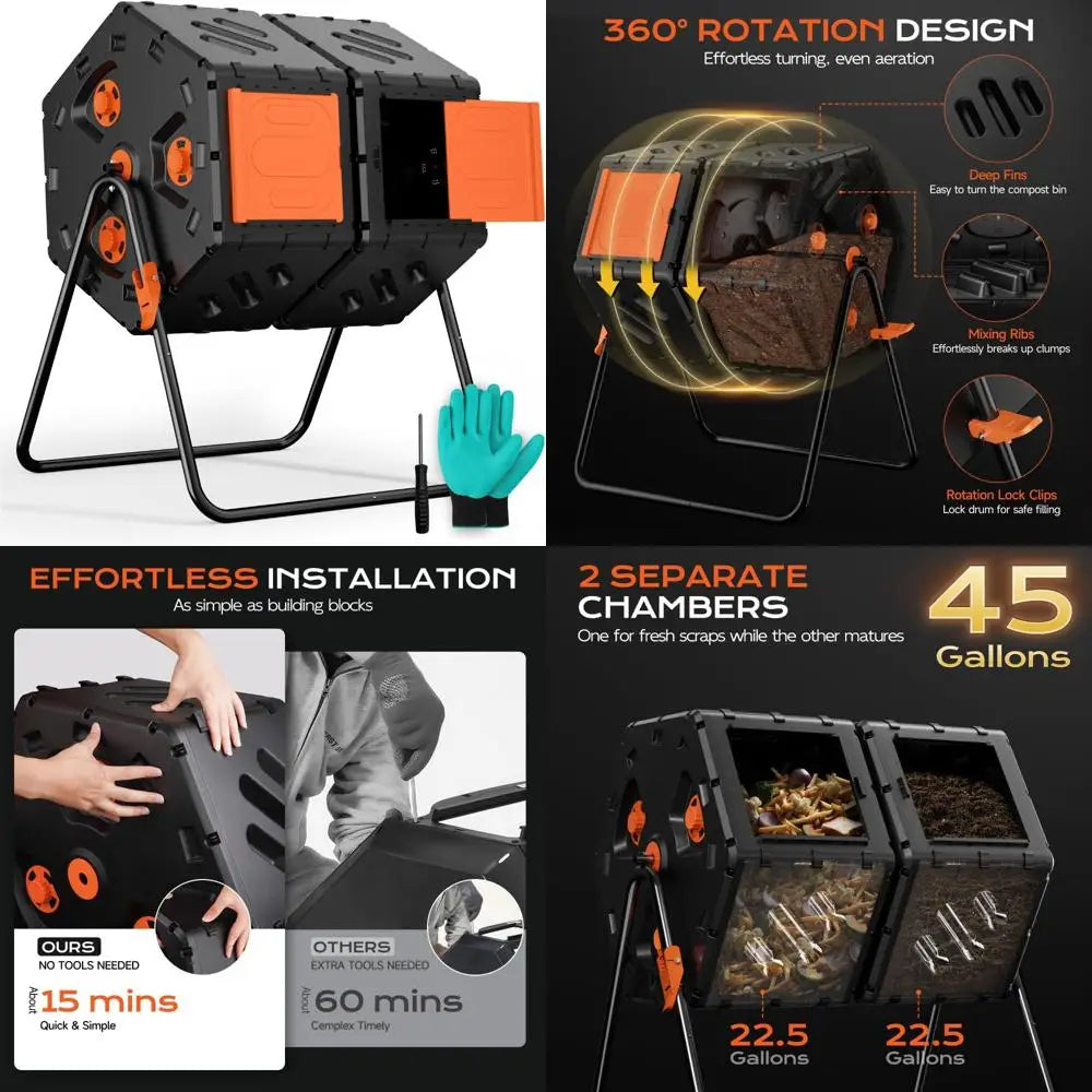 45G Dual Chamber Rotating Compost Bin