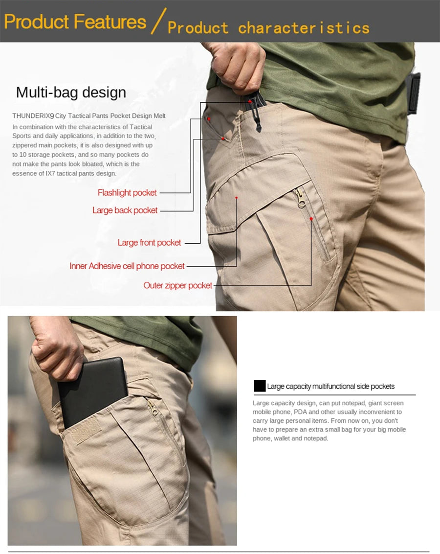 IX9 Tactical Pants – Men’s Multi-Pocket Outdoor Assault Cargo Trousers