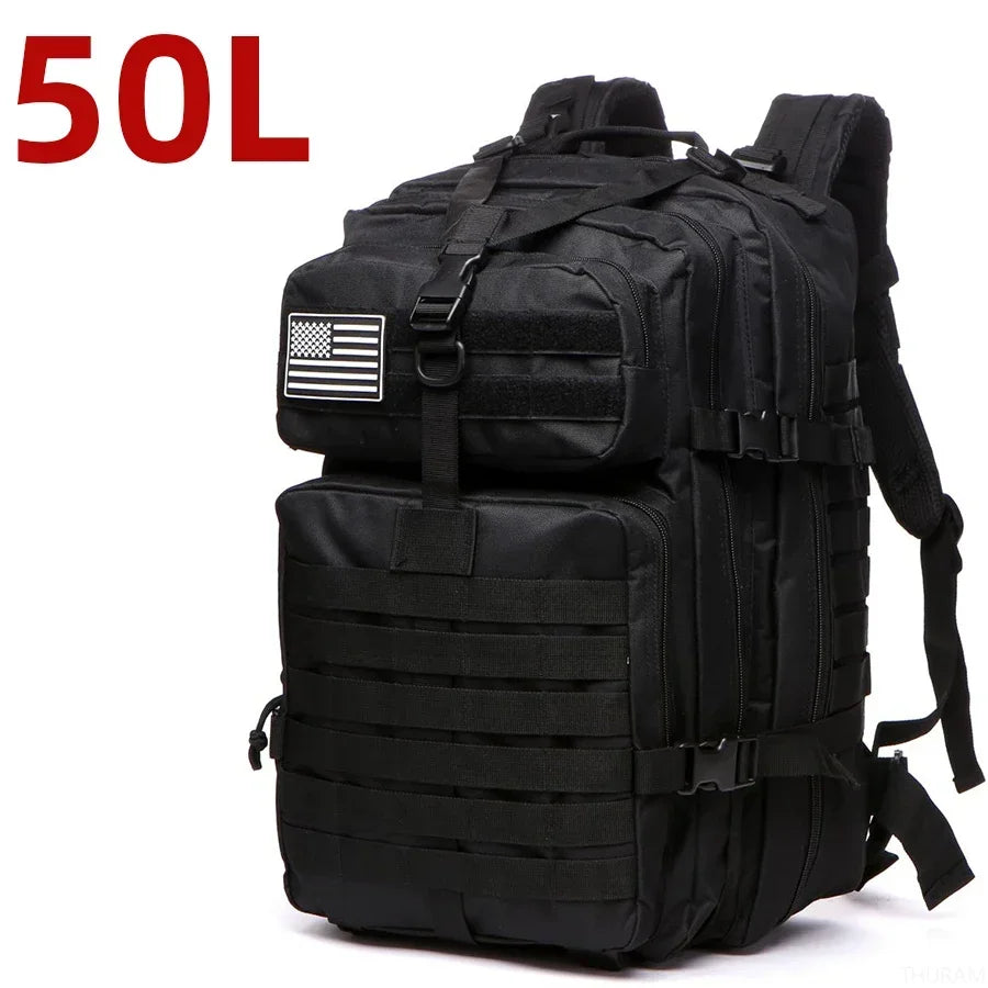 25L/50L Tactical Backpack – Waterproof Nylon Outdoor Hiking & Camping Rucksack