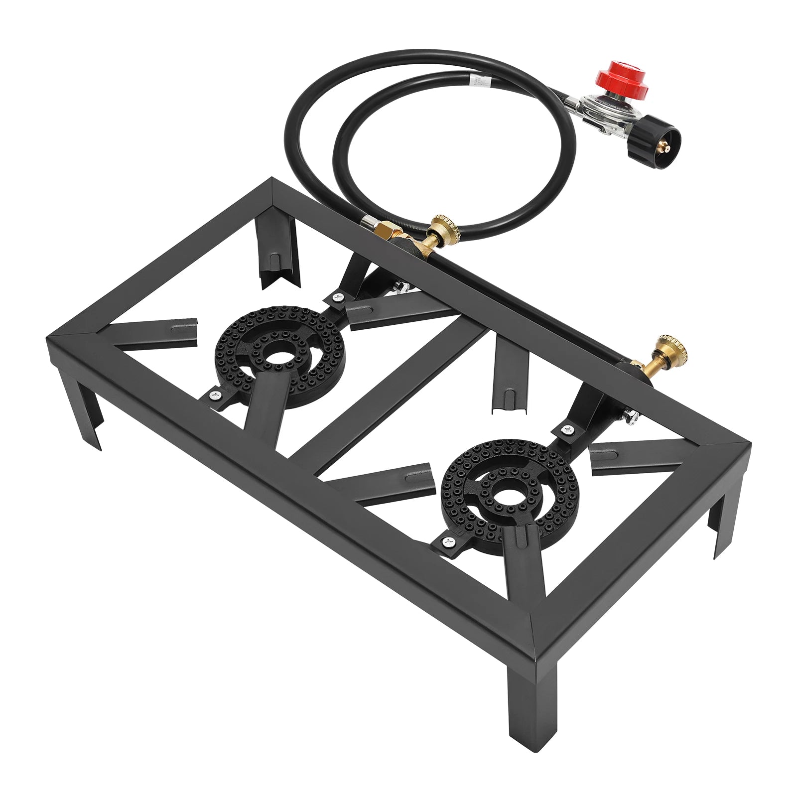 Portable Double Burner Outdoor Gas Stove – Propane Cooker with Adjustable Regulato