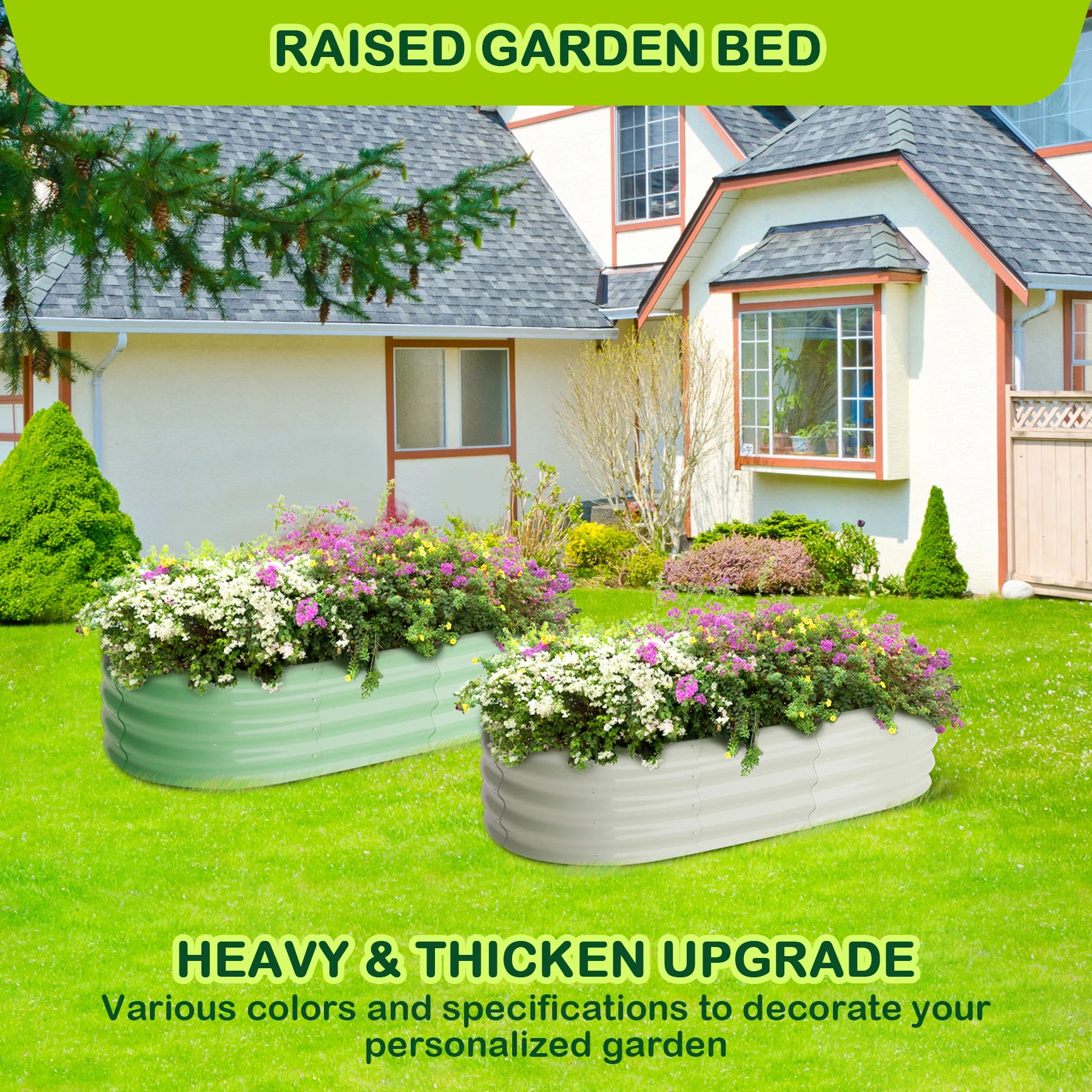 2-Pack Oval Raised Garden Beds