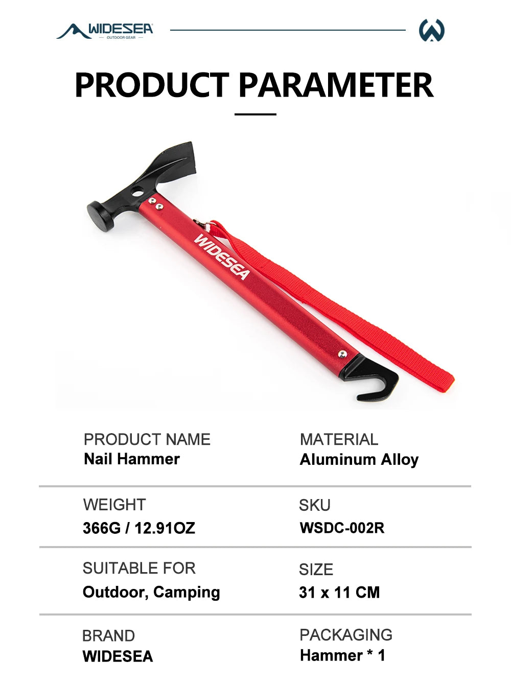 Widesea Camping Hammer Stainless Steel