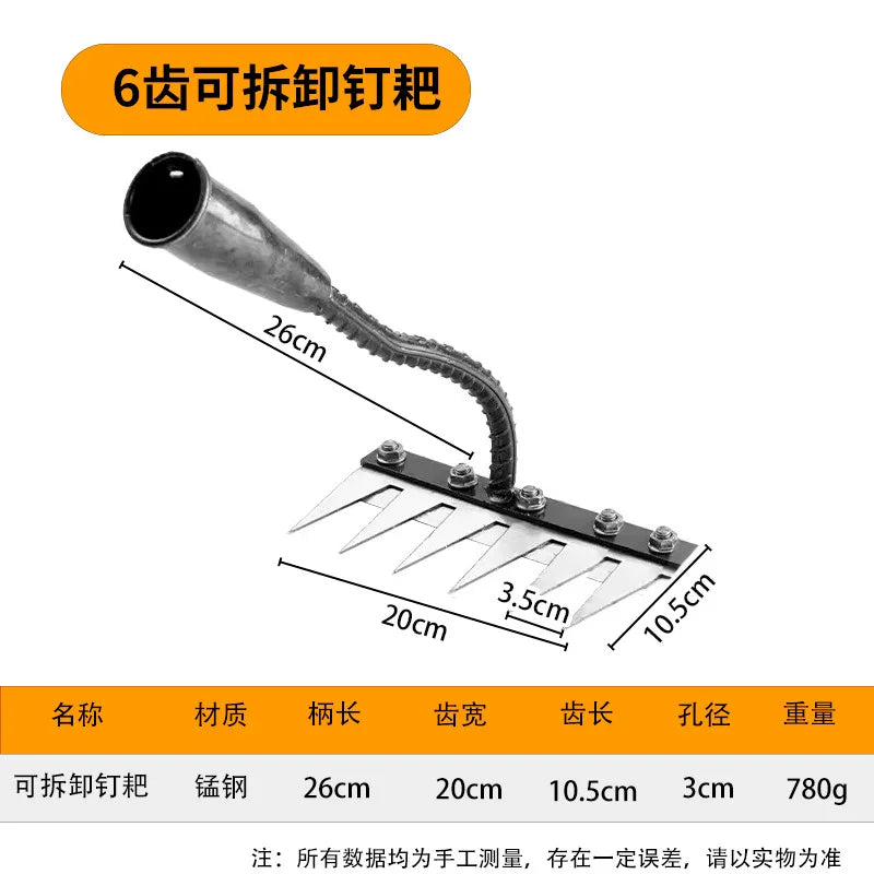 Carbon Steel Garden Hand Rake – 5/6/7/8 Teeth Weeding & Soil Scarifier Tool