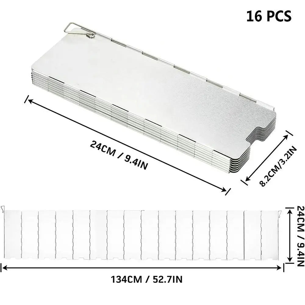 Camping Stove Windshield – Outdoor Aluminum Folding Wind Screen (8–16 Plates)