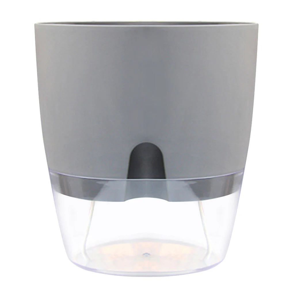 Transparent Self-Watering Flower Pots – Double Layer with Injection Port