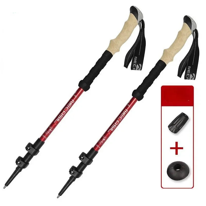2PCS Adjustable Trekking Poles – Ultralight Telescopic Hiking Sticks with Quick Lock