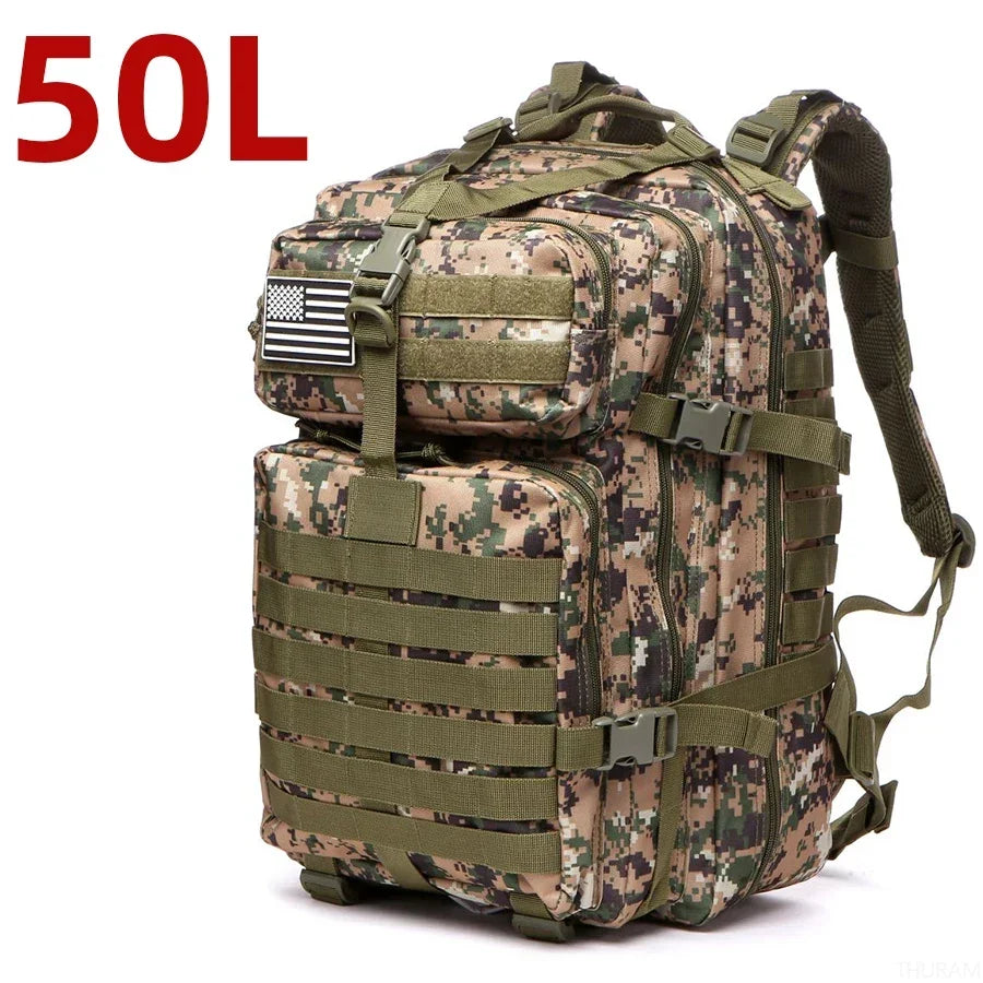 25L/50L Tactical Backpack – Waterproof Nylon Outdoor Hiking & Camping Rucksack
