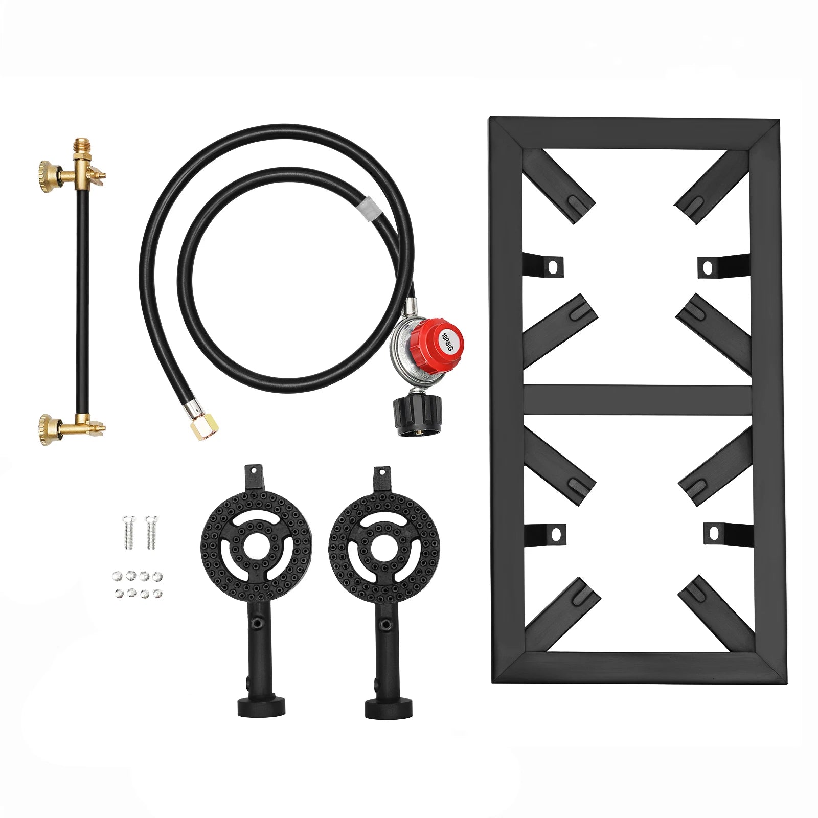Portable Double Burner Outdoor Gas Stove – Propane Cooker with Adjustable Regulato